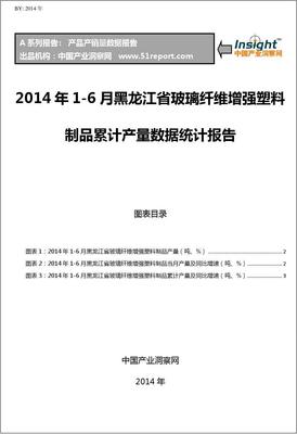 2014年1-6月黑龙江省玻璃纤维增强塑料制品月度产量数据统计报告